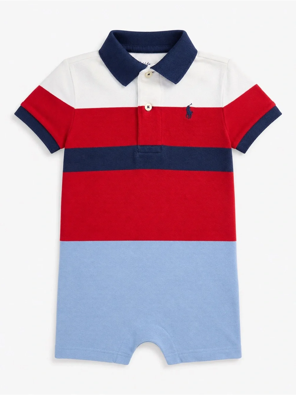 Polo Ralph Lauren Baby Boy Colorblock Polo Romper Shortall 12M Preppy Classic